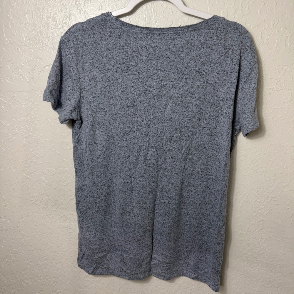 Caslon Womens XS Blue Marled V-Neck Short Sleeve High Low Hem T-Shirt - Picture 6 of 8